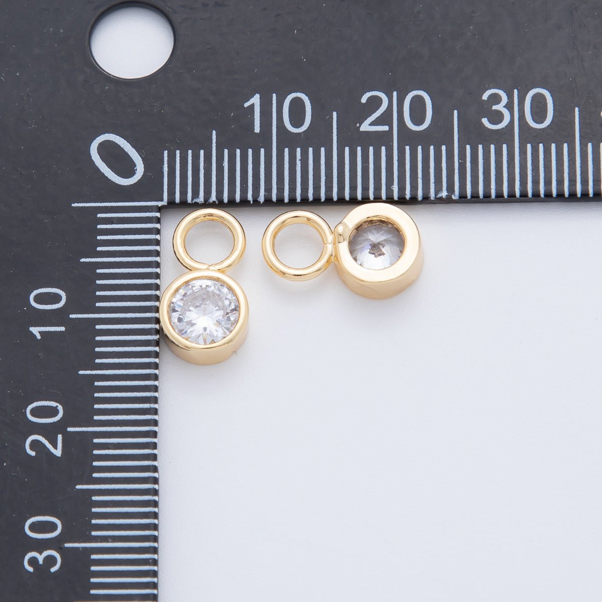 18K Gold Filled Clear CZ Bezel Add - On Drop Earring Charm | AF745 - DLUXCA