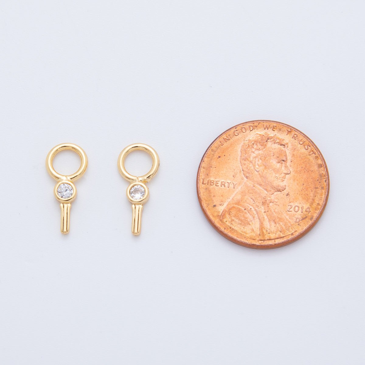 18K Gold Filled Clear CZ Linear Key Add - On Drop Earring Charm | AF735 - DLUXCA