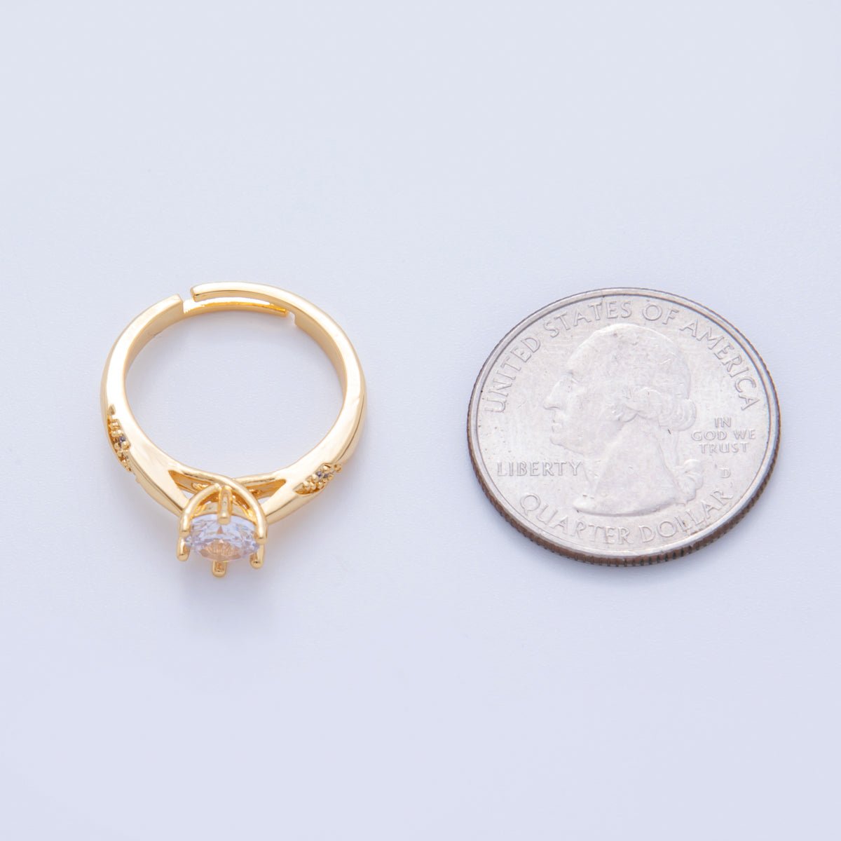 18K Gold Filled Clear CZ Micro Paved Solitaire Ring | O1755 - DLUXCA