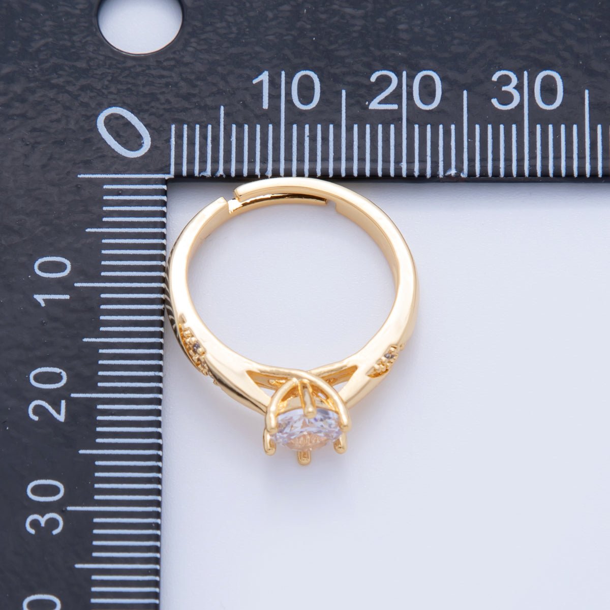 18K Gold Filled Clear CZ Micro Paved Solitaire Ring | O1755 - DLUXCA