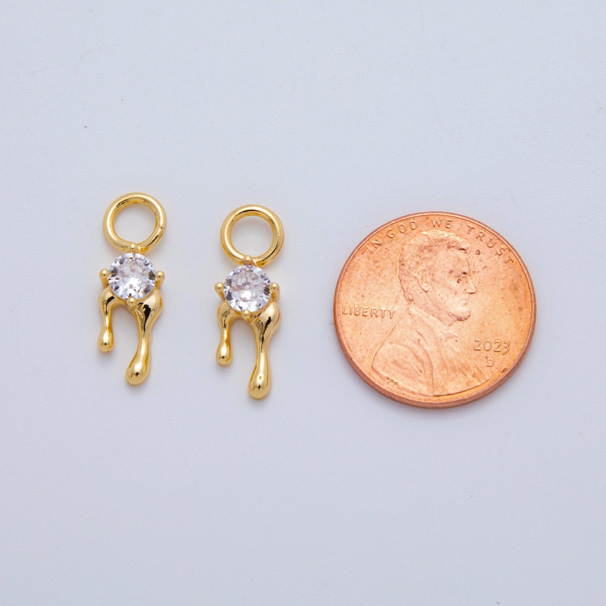 18K Gold Filled Clear CZ Molten Add - On Drop Earring Charm | AF766 - DLUXCA