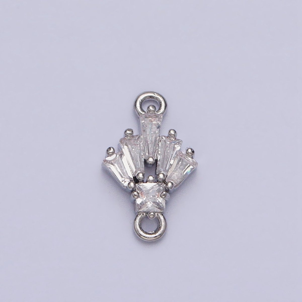 18K Gold Filled Clear CZ Multiple Baguette Round Mini Connector in Gold & Silver | Y - 841 - DLUXCA