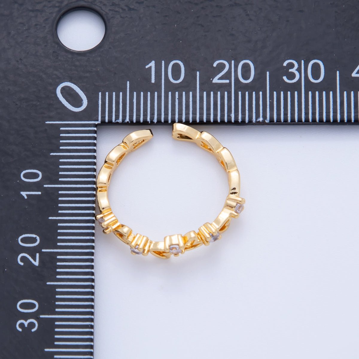 18K Gold Filled Clear CZ Open Heart Thin Ring | O1784 - DLUXCA