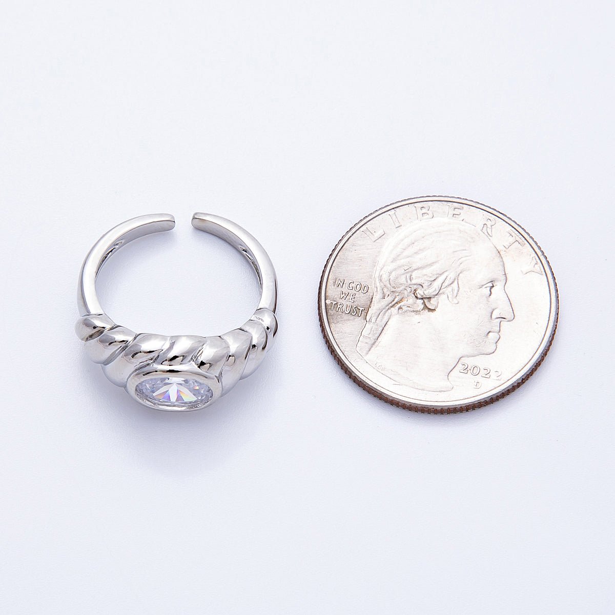 18K Gold Filled Clear CZ Oval Croissant Ring in Gold & Silver | Rings - 00036 - DLUXCA
