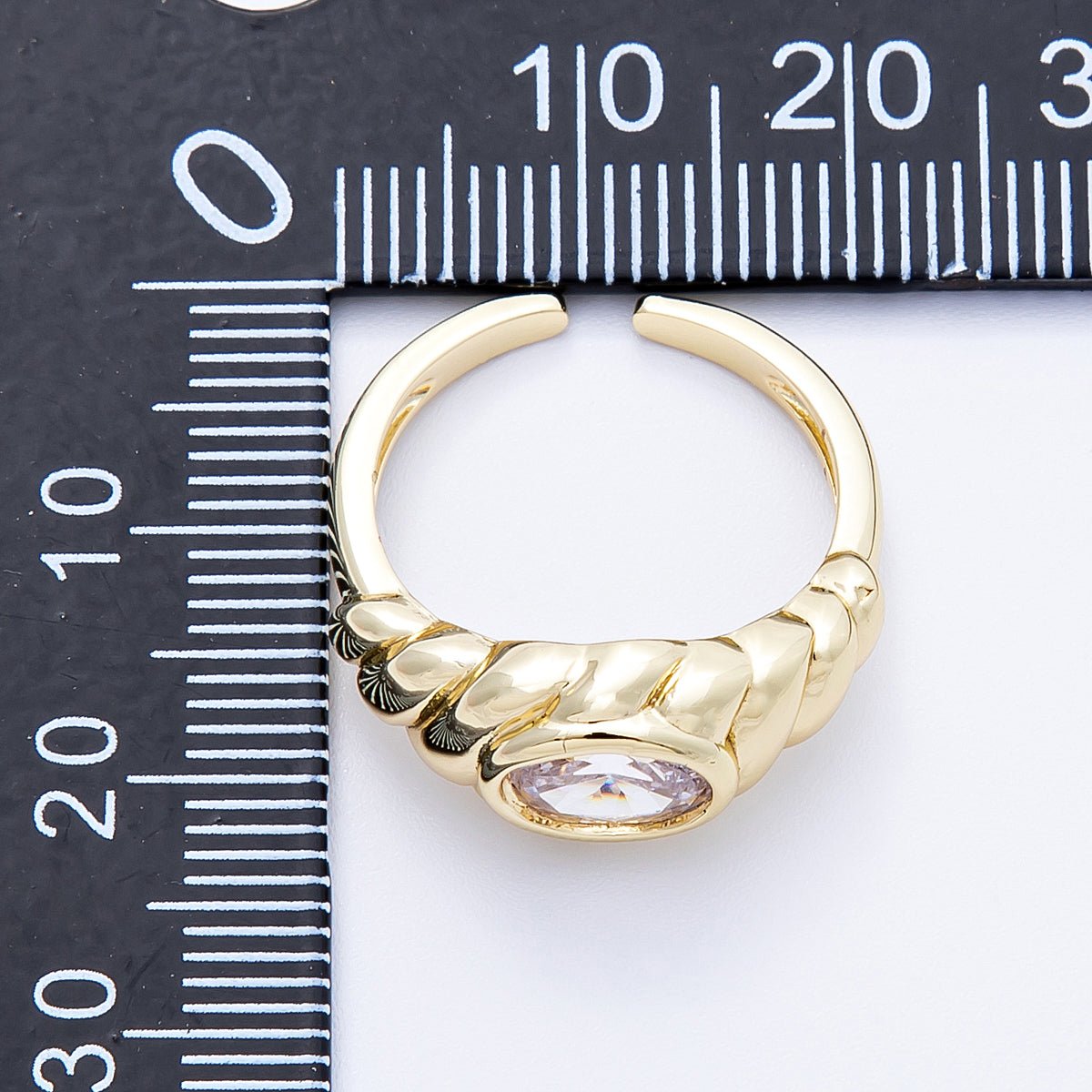 18K Gold Filled Clear CZ Oval Croissant Ring in Gold & Silver | Rings - 00036 - DLUXCA