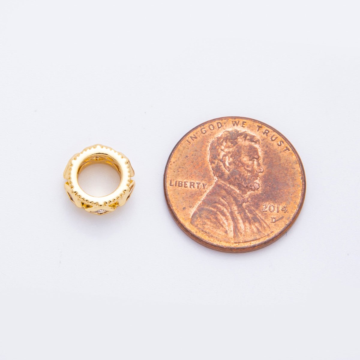 18K Gold Filled Clear CZ Rhombus Thin Rondelle Bead Spacer | AF1057 - DLUXCA