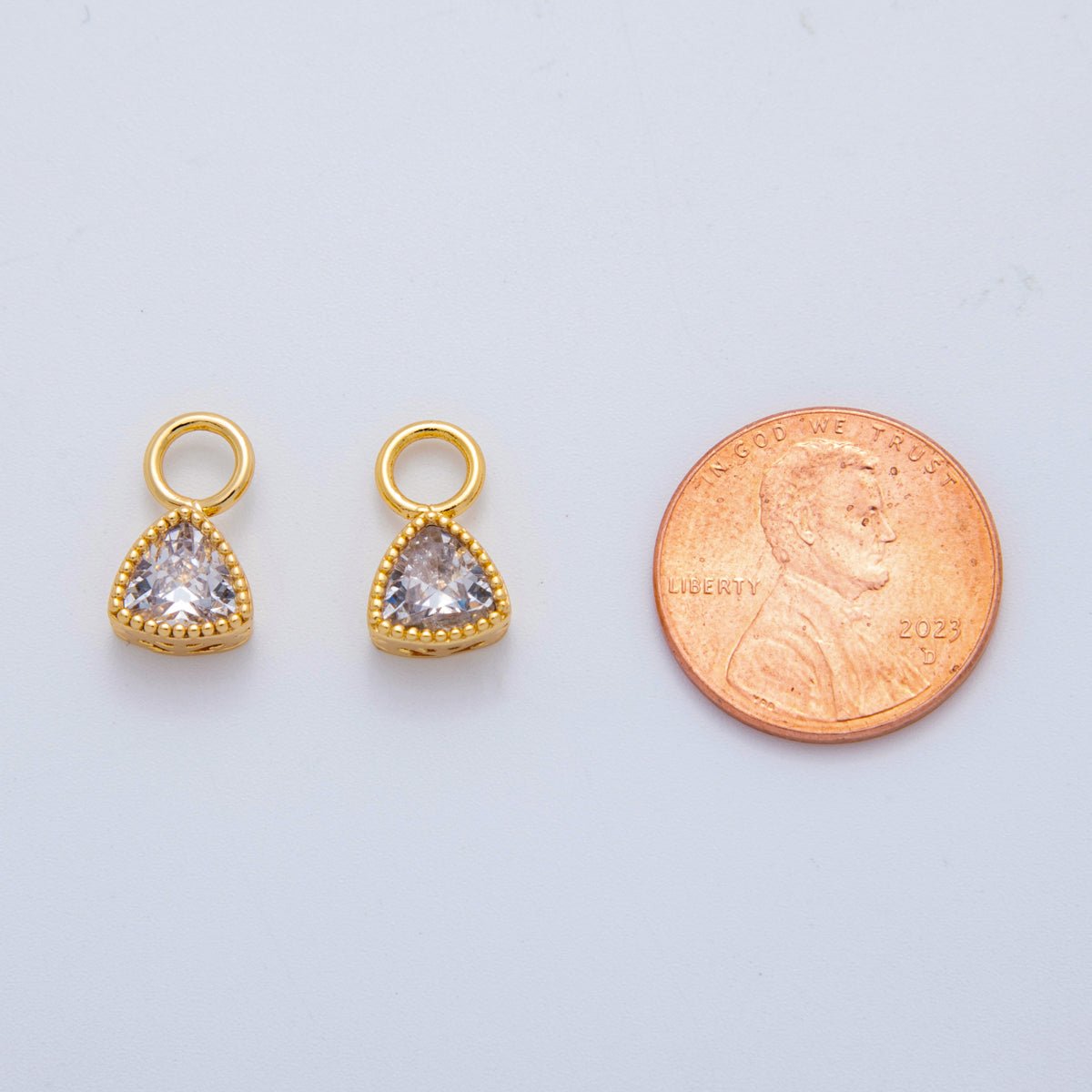 18K Gold Filled Clear CZ Triangle Bezel Add - On Drop Earring Charm | AF770 - DLUXCA