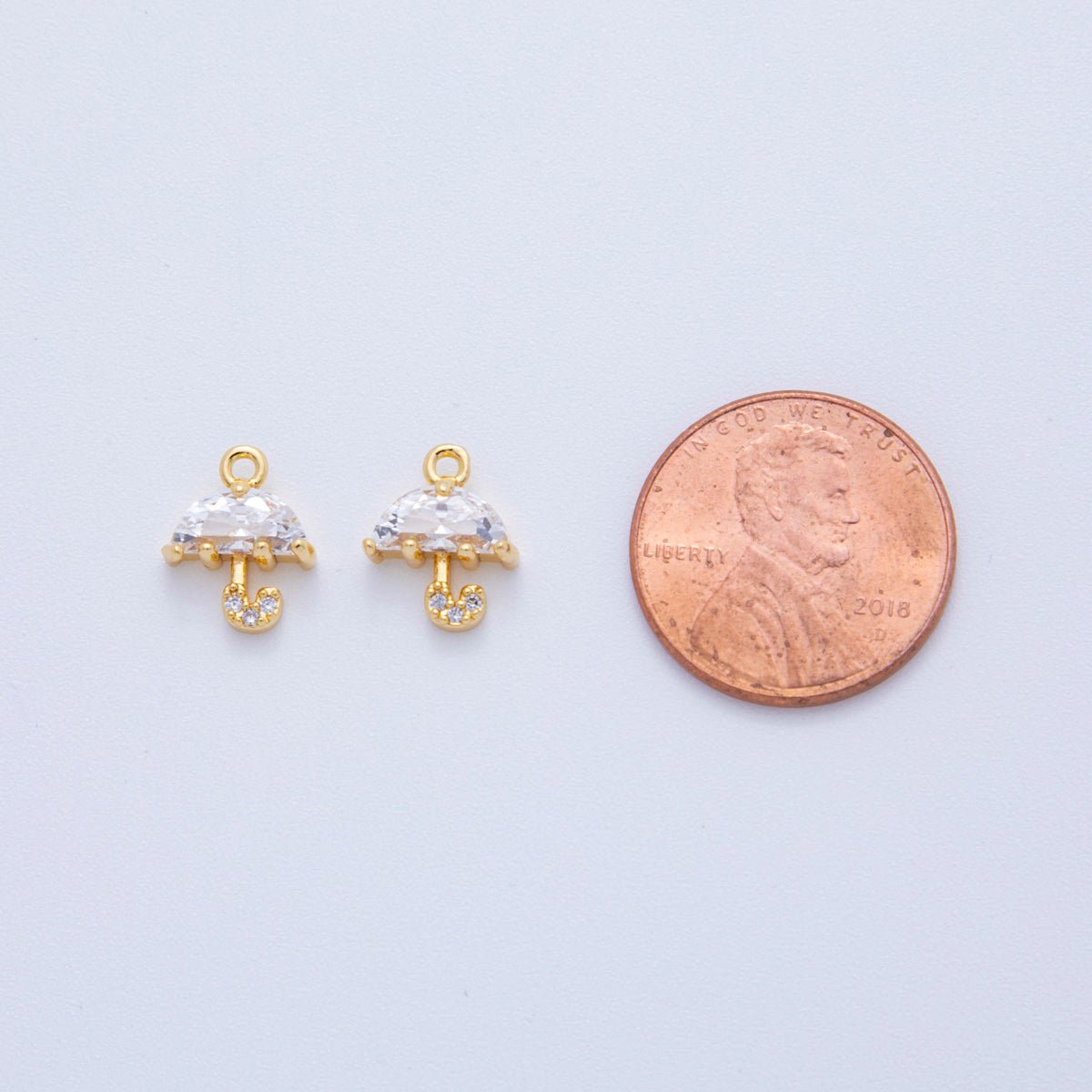 18K Gold Filled Clear CZ Umbrella Mini Charm | AF695 - DLUXCA
