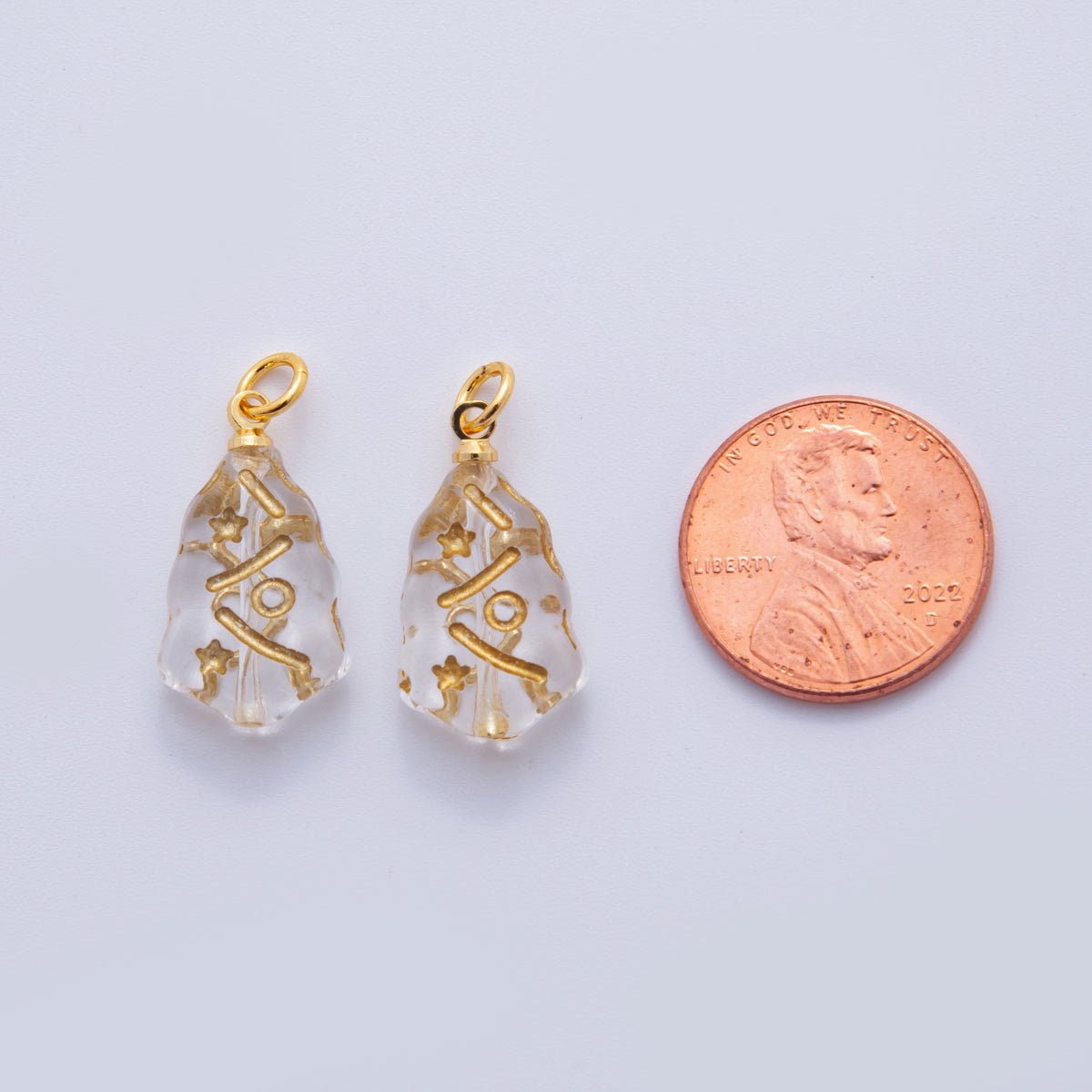 18K Gold Filled Clear Gold - Lined Acrylic Geometric Charm | N323 - DLUXCA