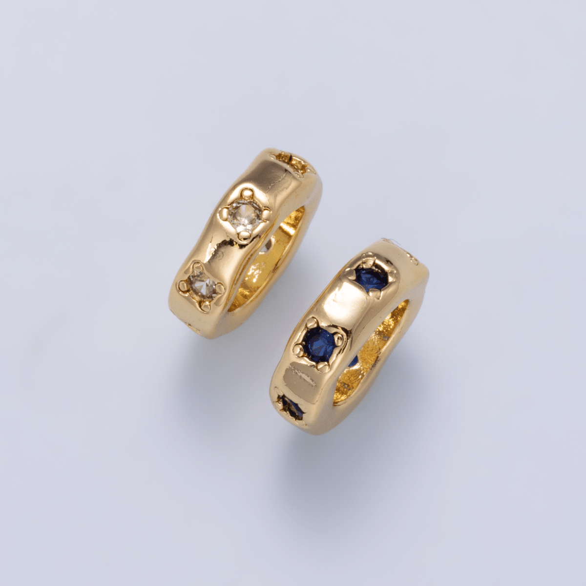 18K Gold Filled Clear, Green CZ Rondelle Wheel Spacer Beads | Beads-00135 Beads-00136 - DLUXCA