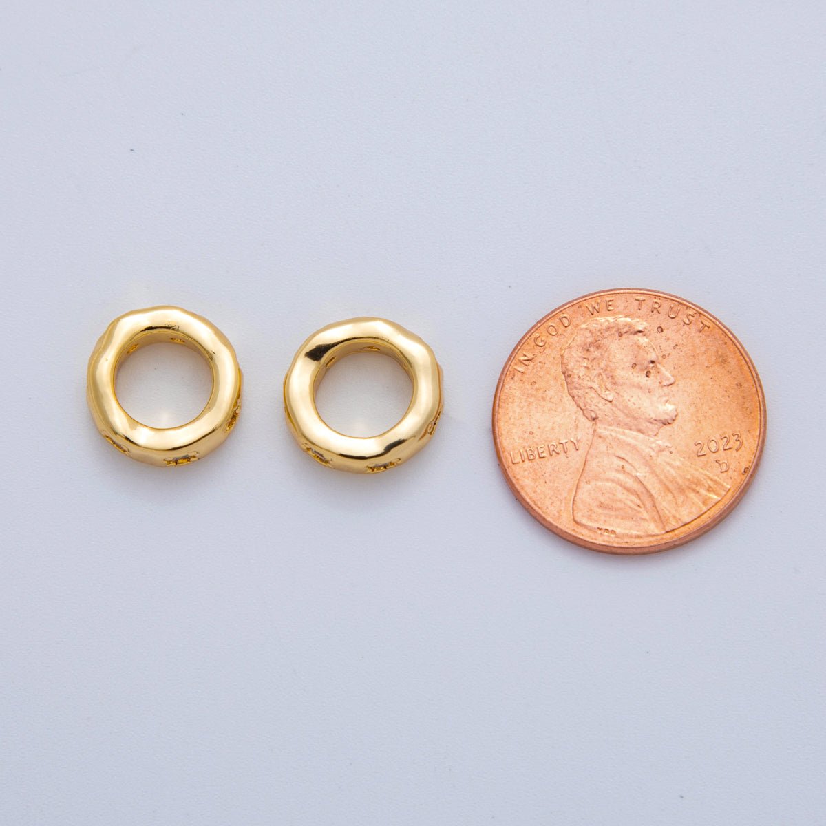 18K Gold Filled Clear & Green Micro Paved CZ Rondelle Wheel Spacer Beads | AF1017 - DLUXCA