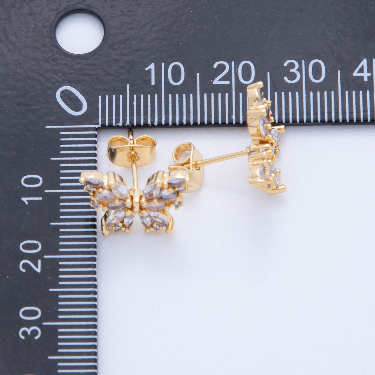18K Gold Filled Clear Marquise CZ Moonlit Butterfly Stud Earrings | AI397 - DLUXCA