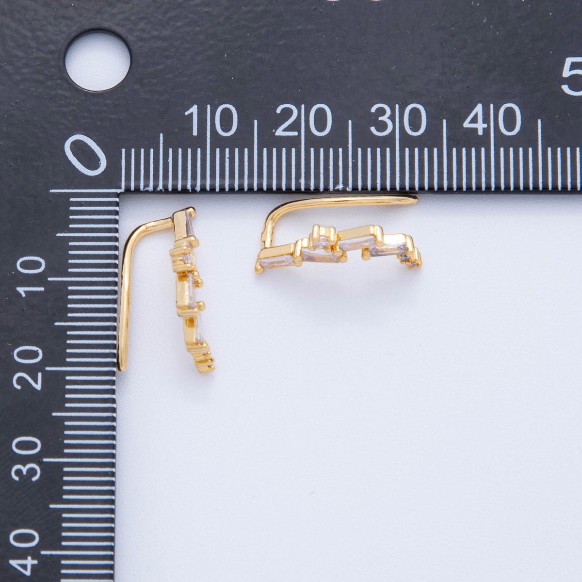 18K Gold Filled Clear & Multicolor Baguette CZ Four Accent Ear Climber Earrings | AI388 AI389 - DLUXCA