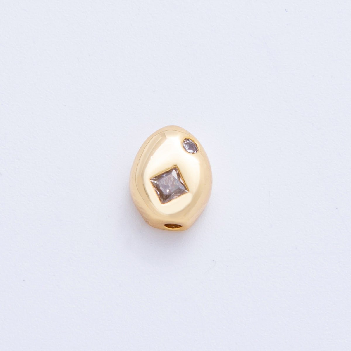 18K Gold Filled Clear, Pink Rhombus CZ Geometric Oval Bead Spacer | AF1022 AF1023 - DLUXCA