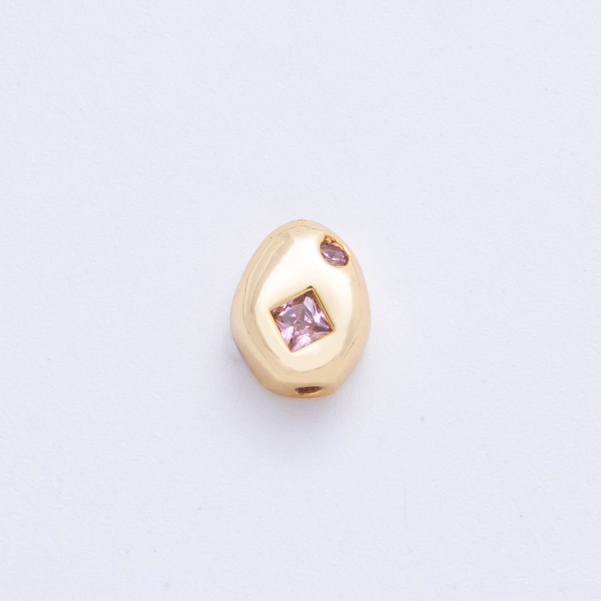 18K Gold Filled Clear, Pink Rhombus CZ Geometric Oval Bead Spacer | AF1022 AF1023 - DLUXCA