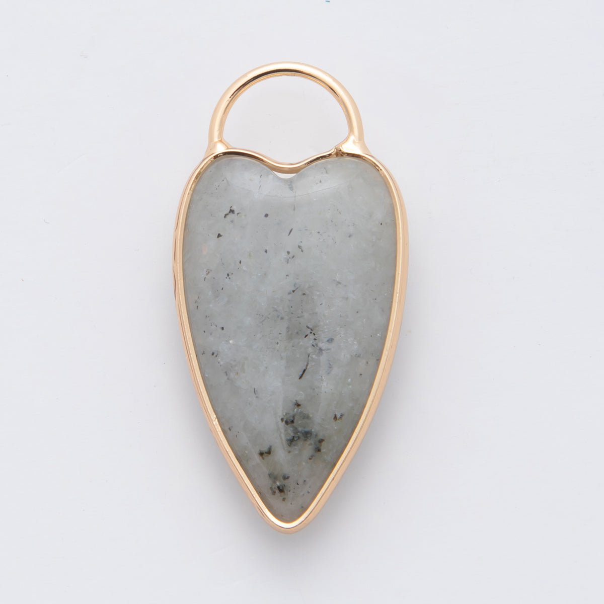 18K Gold Filled Clear Quartz, Grey Agate, Rose Quartz, Amethyst Heart Padlock Charm | X250 - X323 - DLUXCA