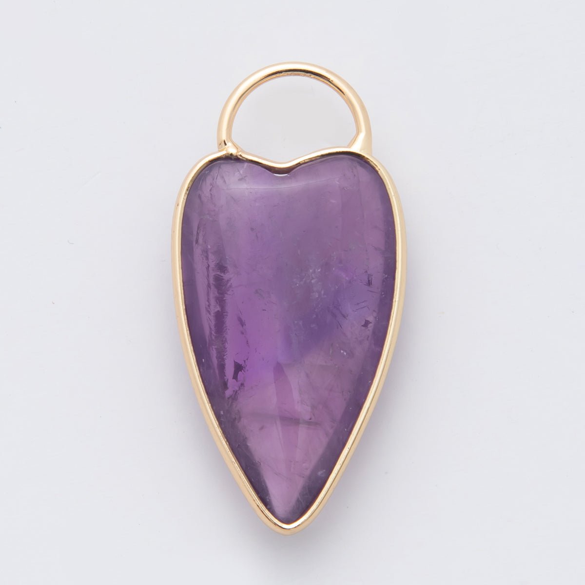 18K Gold Filled Clear Quartz, Grey Agate, Rose Quartz, Amethyst Heart Padlock Charm | X250 - X323 - DLUXCA