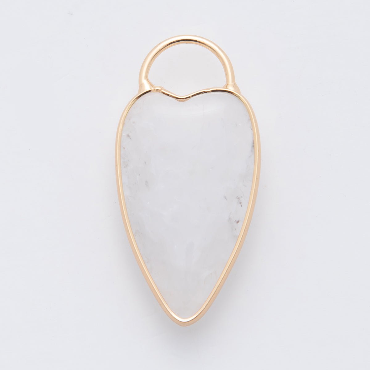 18K Gold Filled Clear Quartz, Grey Agate, Rose Quartz, Amethyst Heart Padlock Charm | X250 - X323 - DLUXCA