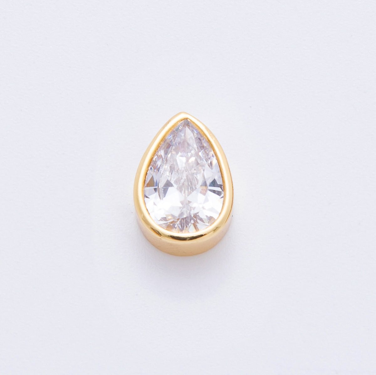 18K Gold Filled Clear, Red, Green, Pink CZ Teardrop Bezel Bead Charm | AF1032 AF1056 - DLUXCA