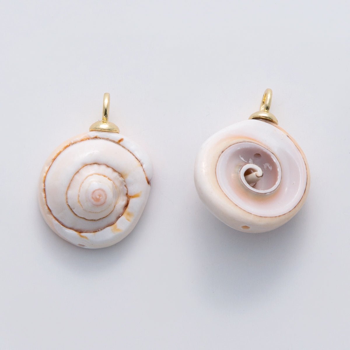 18K Gold Filled Cockle Sea Shell Ceramic Drop Pendant | X671 - DLUXCA