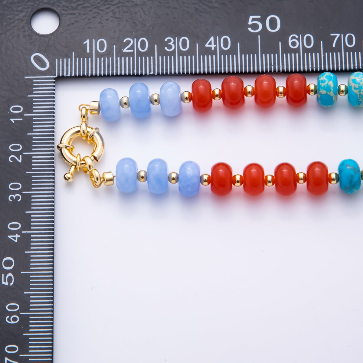 18K Gold Filled Colorful Candy Gemstone Beaded Chain Necklace 17.5 Inch with Extender | WA - 3318 - DLUXCA