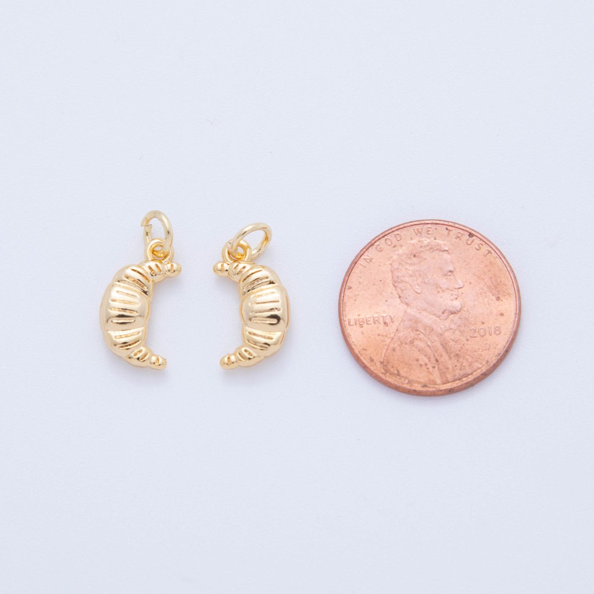 18K Gold Filled Croissant Minimalist Multidimensional 3D Charm | D035 - DLUXCA