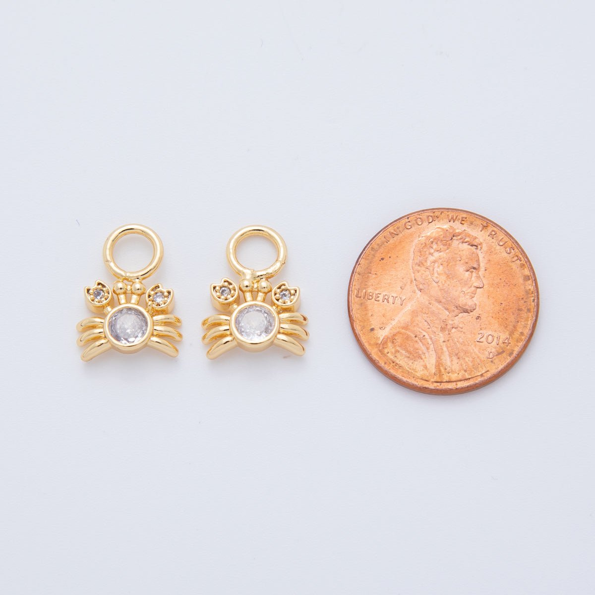 18K Gold Filled CZ Crab Crustacean Add - On Drop Earring Charm | AF738 - DLUXCA