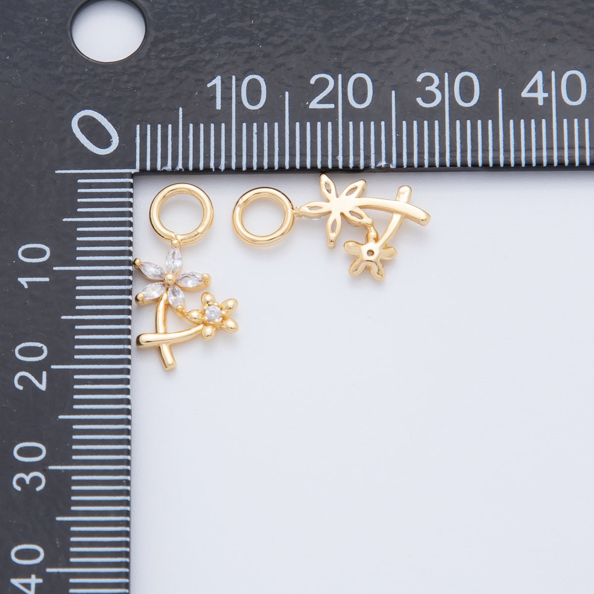 18K Gold Filled CZ Daisy Flower Add - On Drop Earring Charm | AF739 - DLUXCA