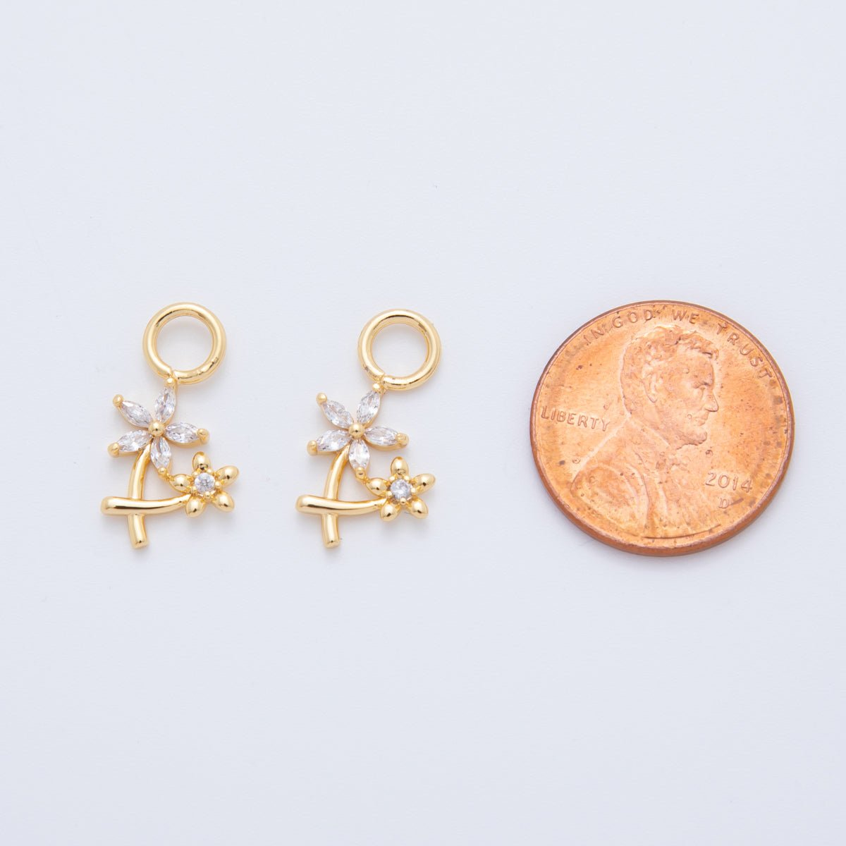 18K Gold Filled CZ Daisy Flower Add - On Drop Earring Charm | AF739 - DLUXCA