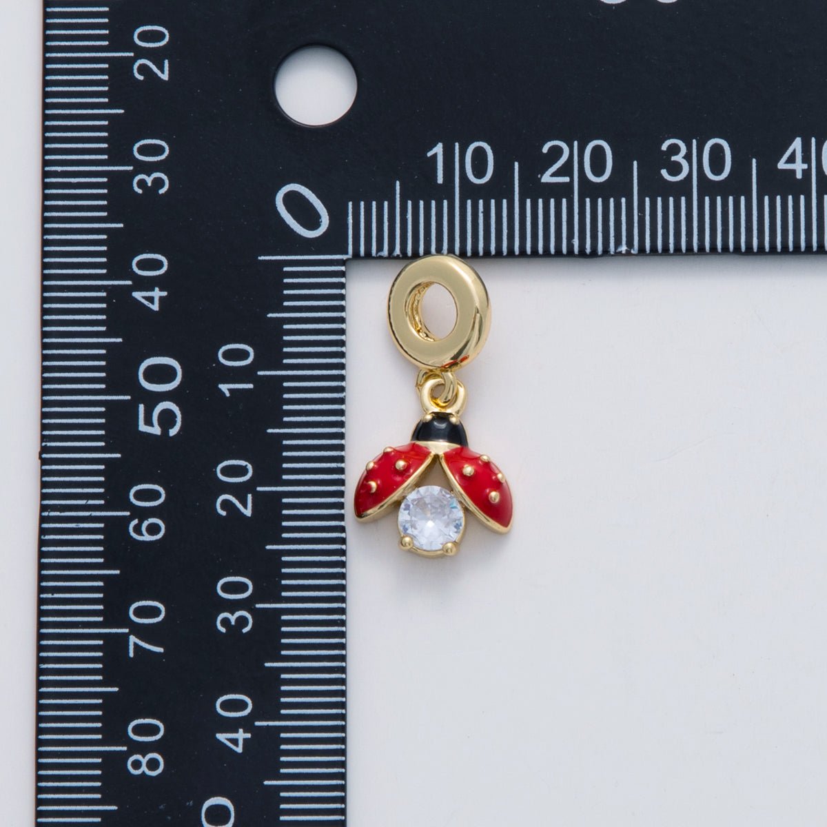 18K Gold Filled CZ Flying Ladybug Rhondelle Drop Pendant | C134 - DLUXCA