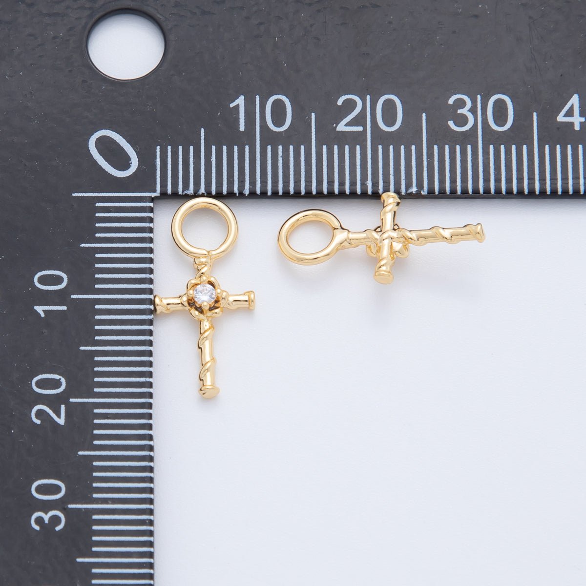 18K Gold Filled CZ Religious Cross Add - On Drop Earring Charm | AF748 - DLUXCA