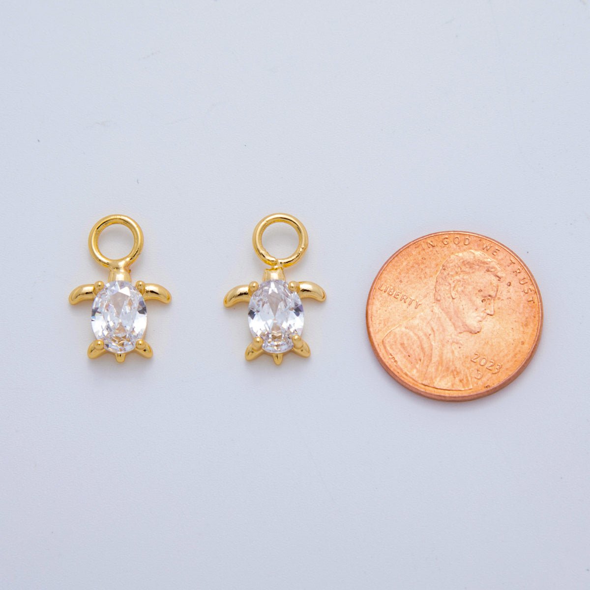18K Gold Filled CZ Turtle Tortoise Add - On Drop Earring Charm | AF769 - DLUXCA