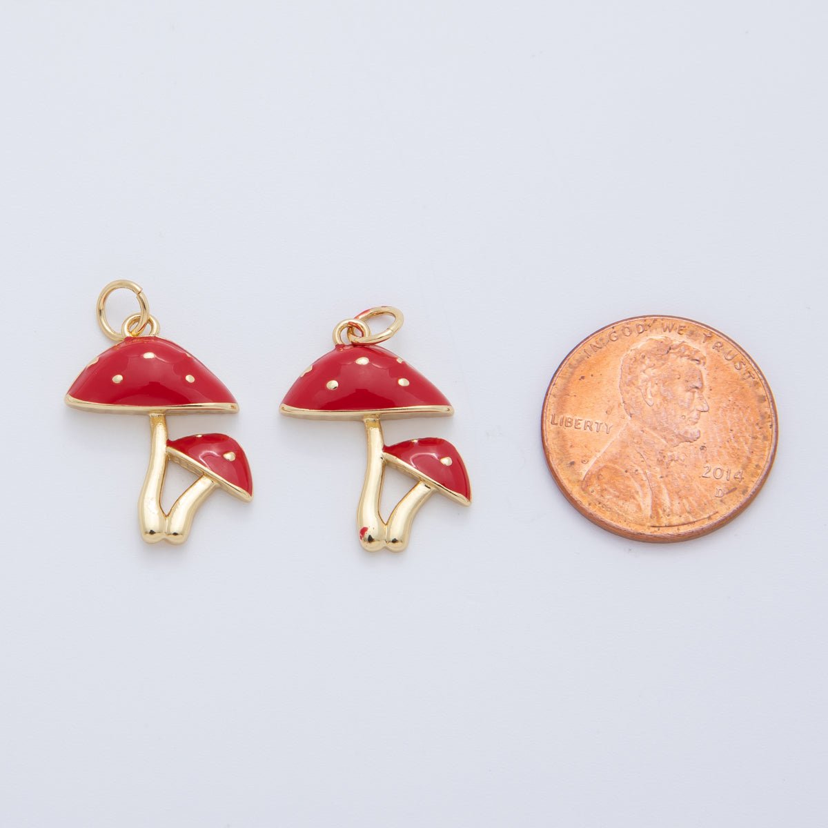 18K Gold Filled Dotted Red Mushroom Plant Charm | AF407 - DLUXCA