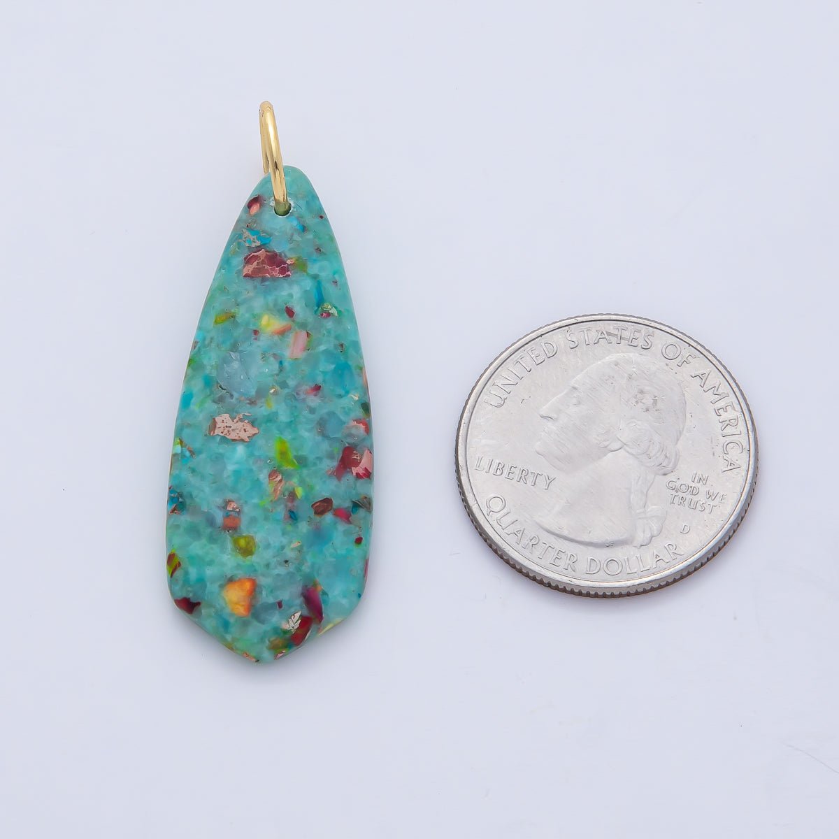 18K Gold Filled Dyed Turquoise Teardrop Gemstone Charm Pendant | AF1490 - DLUXCA