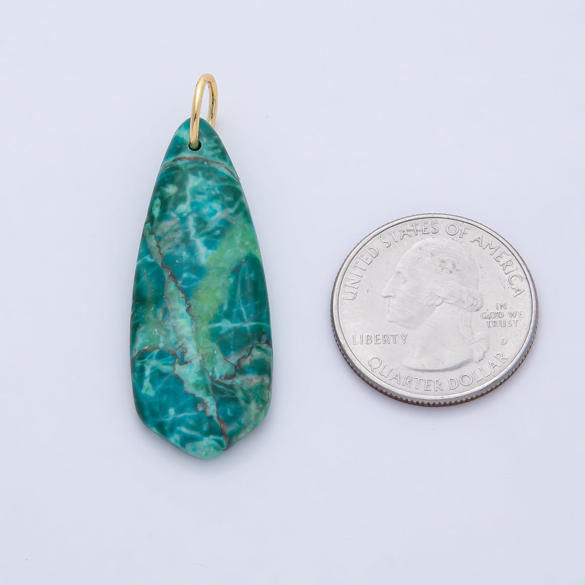 18K Gold Filled Dyed Turquoise Teardrop Gemstone Charm Pendant | AF1490 - DLUXCA