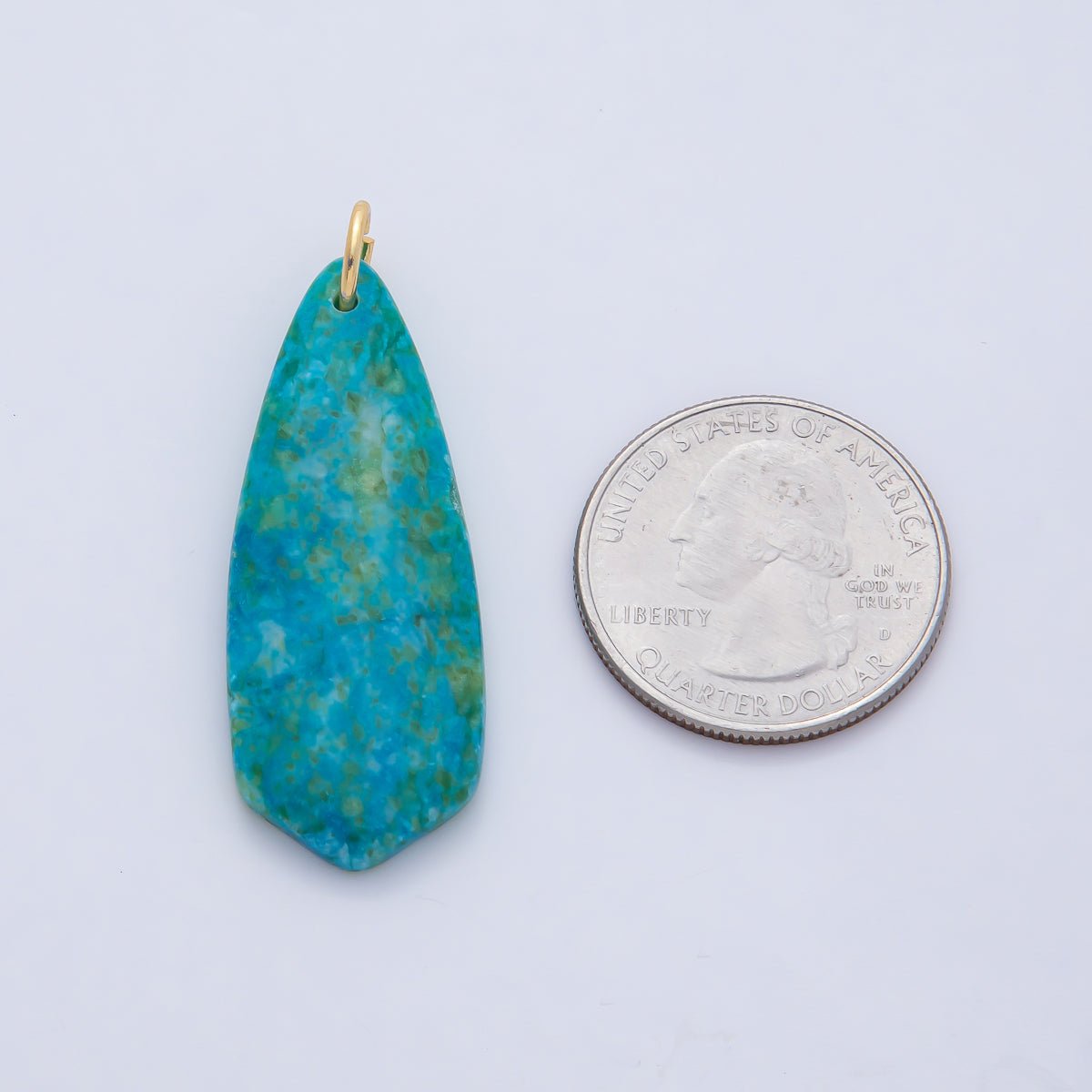 18K Gold Filled Dyed Turquoise Teardrop Gemstone Charm Pendant | AF1490 - DLUXCA
