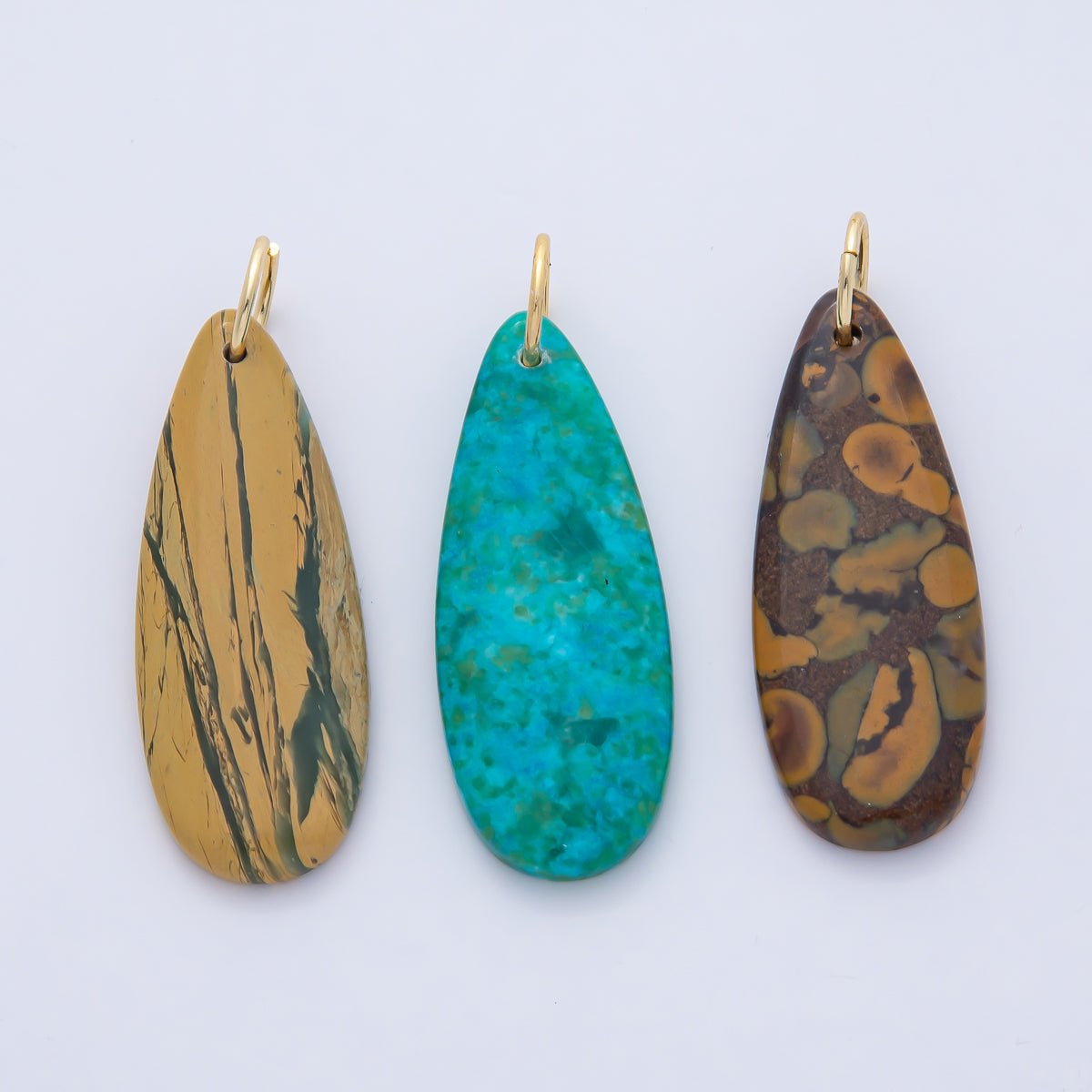 18K Gold Filled Dyed Turquoise Teardrop Gemstone Charm Pendant | AF1493 - DLUXCA