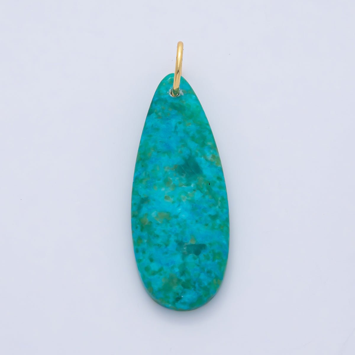 18K Gold Filled Dyed Turquoise Teardrop Gemstone Charm Pendant | AF1493 - DLUXCA