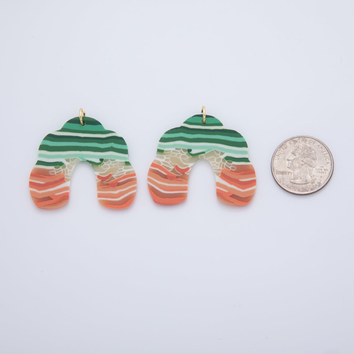 18K Gold Filled Earth - Tone Multicolor Rainbow Polymer Clay Charm | AF708 - DLUXCA