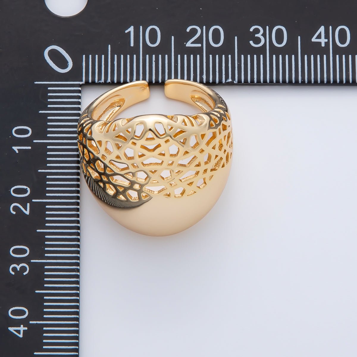 18K Gold Filled Filigree Web Dome Adjustable Ring | O640 - DLUXCA