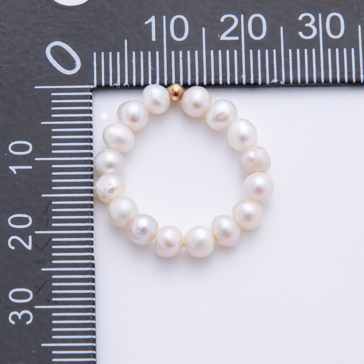 18K Gold Filled Freshwater Pearl Authentic Handmade Stretch Ring | O159 - DLUXCA