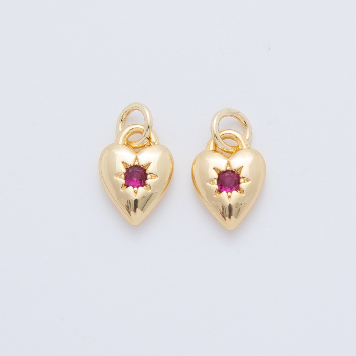 18K Gold Filled Fuchsia Celestial Star Heart Padlock Charm | AF710 - DLUXCA