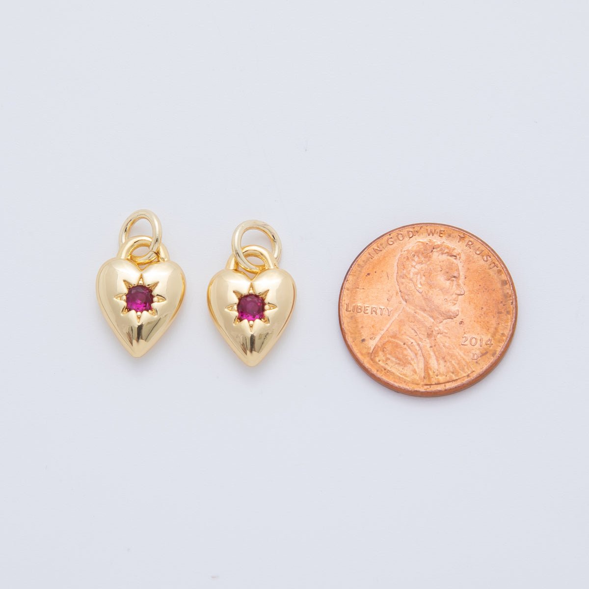 18K Gold Filled Fuchsia Celestial Star Heart Padlock Charm | AF710 - DLUXCA