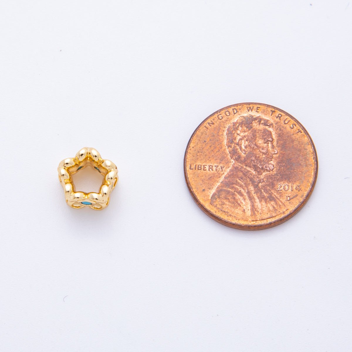 18K Gold Filled Fuchsia, Turquoise CZ Flower Rondelle Bead Spacer | AF1026 - DLUXCA