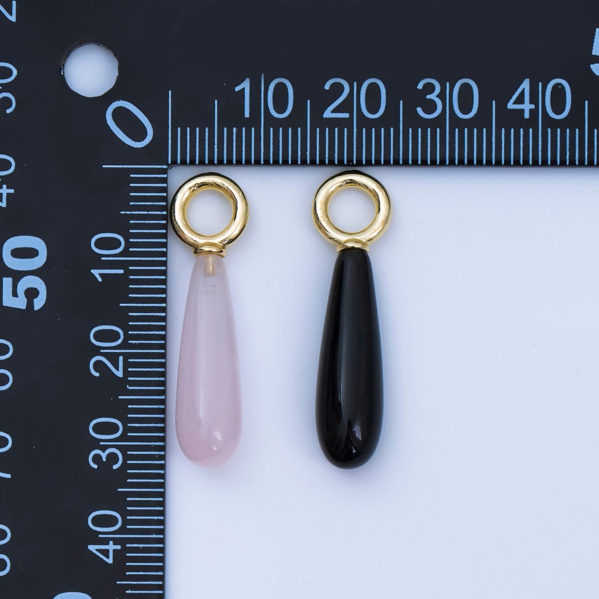 18K Gold Filled Gemstone Tear Drop Charm Big Loop Charm | AJ - 420 - DLUXCA