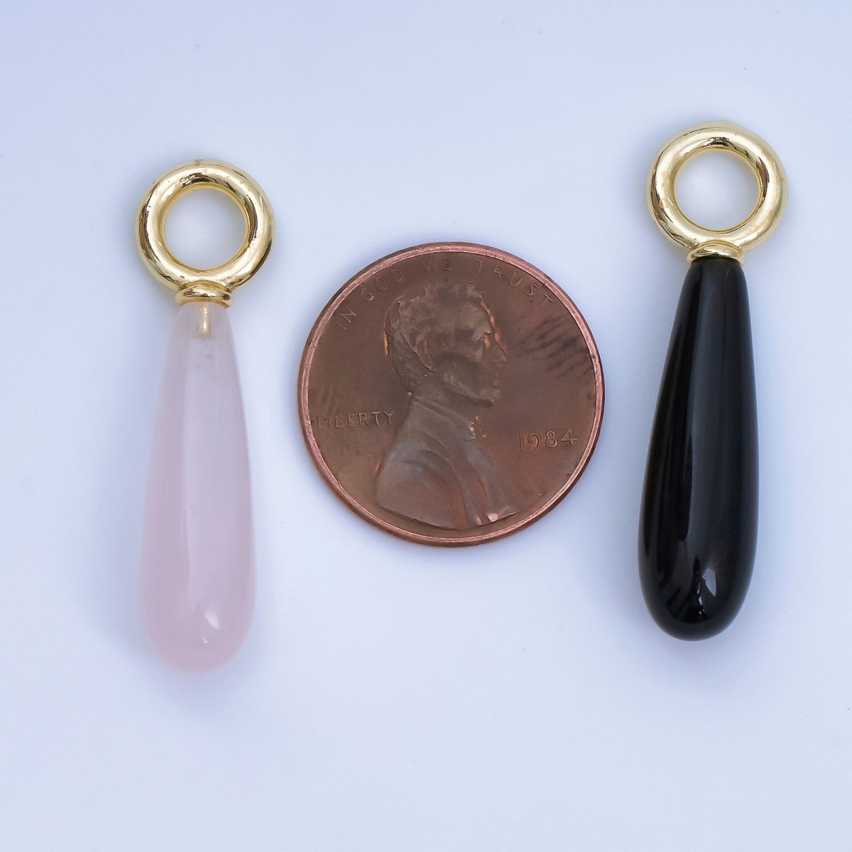 18K Gold Filled Gemstone Tear Drop Charm Big Loop Charm | AJ - 420 - DLUXCA