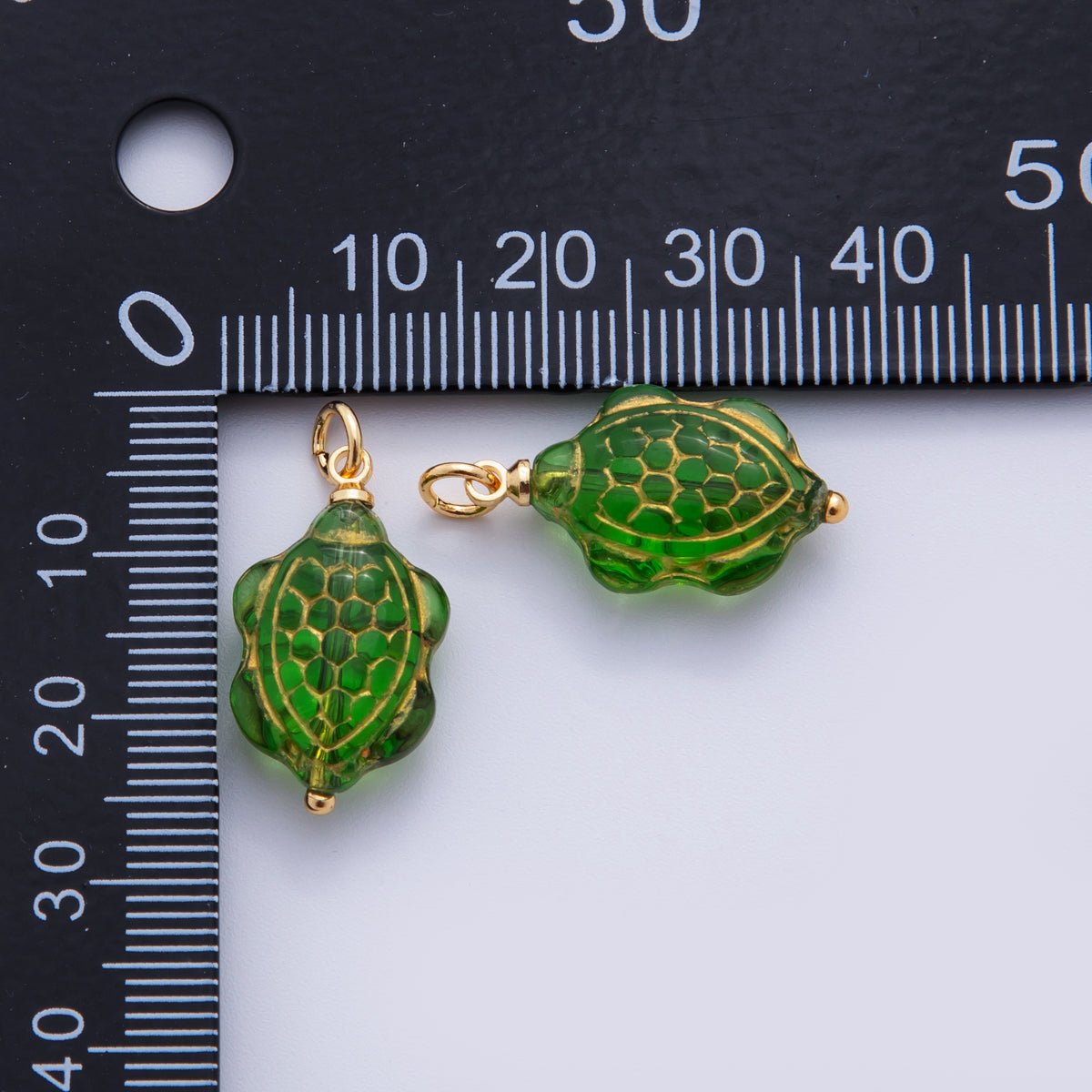 18K Gold Filled Gold - Lined Blue, Green Tortoise Turtle Drop Charm | AF728 - DLUXCA