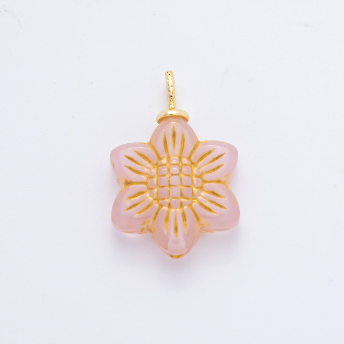 18K Gold Filled Gold Lined Flower Czech Beads Drop Charm | E746 - E761 - DLUXCA