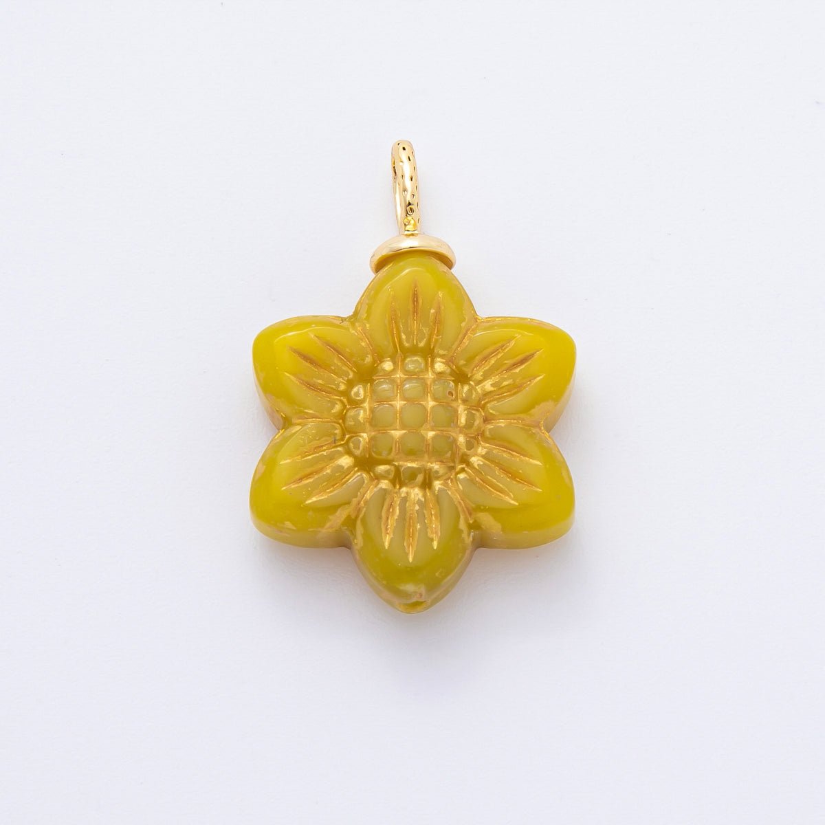 18K Gold Filled Gold Lined Flower Czech Beads Drop Charm | E746 - E761 - DLUXCA