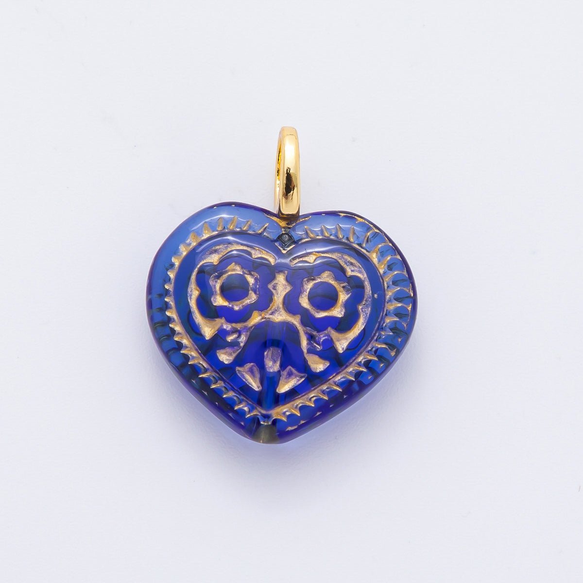 18K Gold Filled Gold - Lined Red, Blue, Green, Pink, Purple Geometric Heart Drop Charm | N462 N490 N505 N533 - DLUXCA